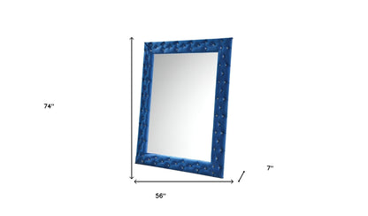 Miroir décoratif en velours bleu de 74 po