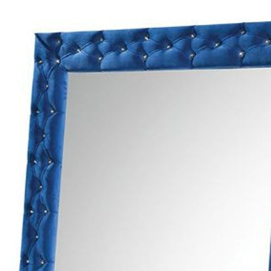 Miroir décoratif en velours bleu de 74 po