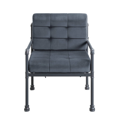 Fauteuil en velours gris et acier de 27 po