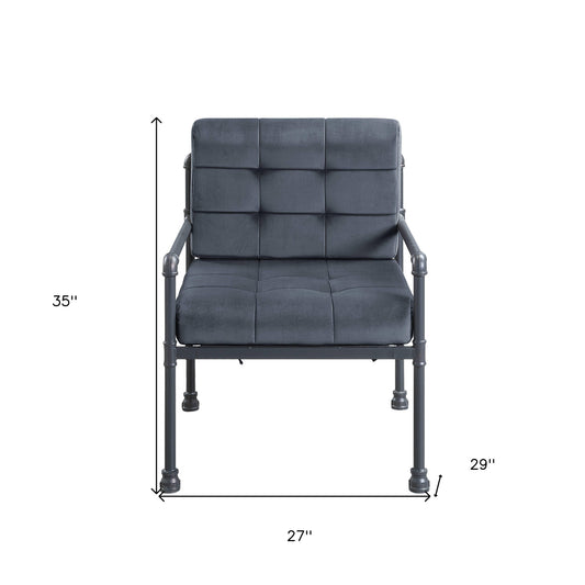 Fauteuil en velours gris et acier de 27 po