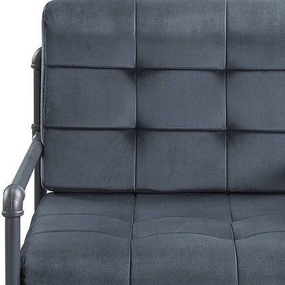 Fauteuil en velours gris et acier de 27 po