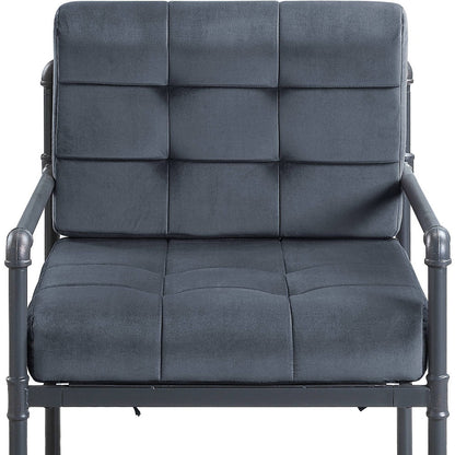 Fauteuil en velours gris et acier de 27 po