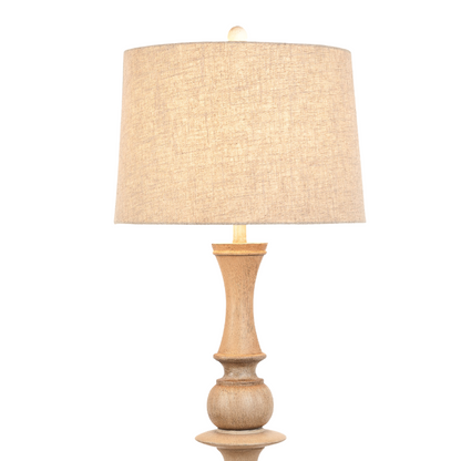 63" Brown Polyresin Novelty Floor Lamp With Beige Linen Shade