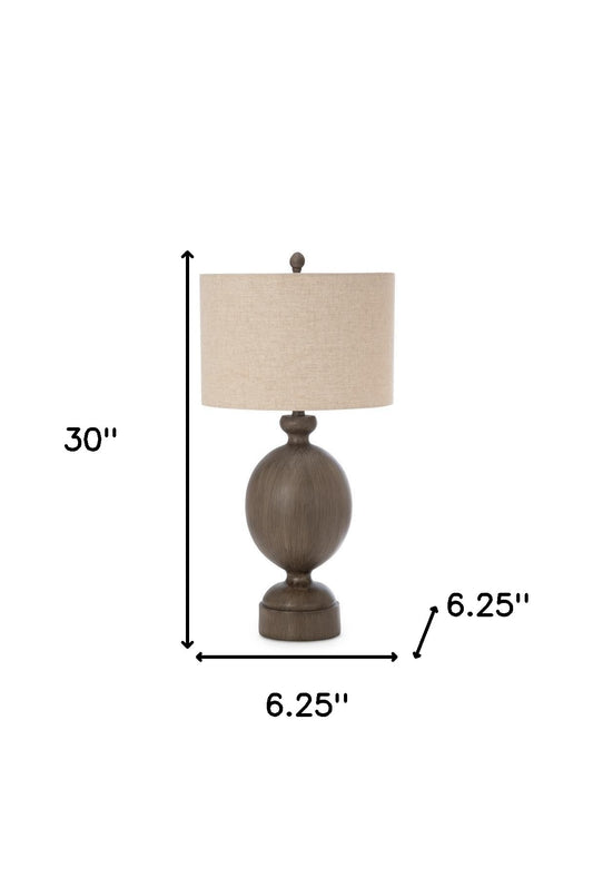 Ensemble de deux lampes de table géométriques marron de 30 po avec abat-jour tambour beige