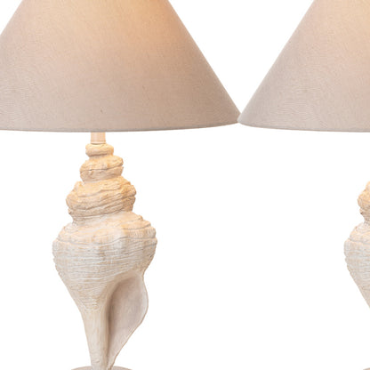 Lot de deux lampes de table fantaisie beiges et brunes de 30 po de style côtier avec abat-jour empire beige