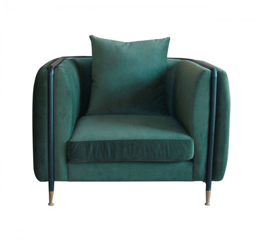 Fauteuil de 32 po en velours vert et couleur unie noire