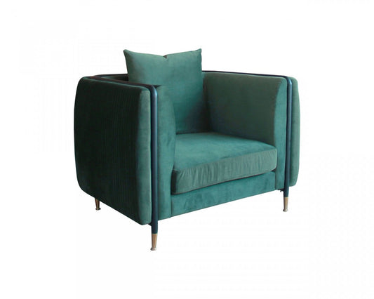 Fauteuil de 32 po en velours vert et couleur unie noire