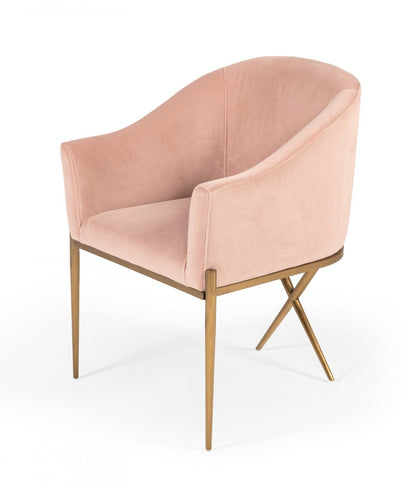 Fauteuil de 25 po en velours rose et couleur unie dorée