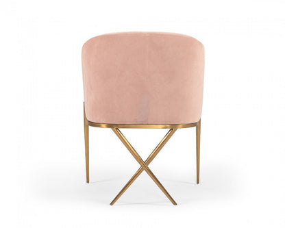 Fauteuil de 25 po en velours rose et couleur unie dorée