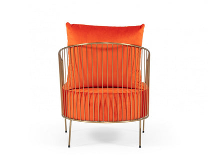 Fauteuil de 27 po en velours orange et couleur unie dorée