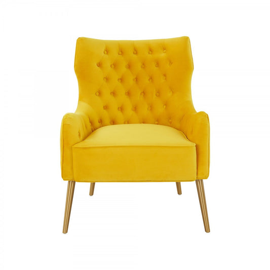 Fauteuil de 30 po en velours jaune et couleur unie dorée