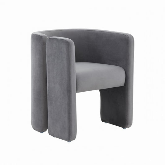 Fauteuil à base asymétrique en velours gris de 24 po