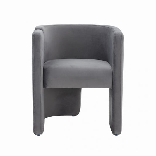 Fauteuil à base asymétrique en velours gris de 24 po