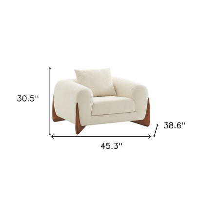 Fauteuil Sherpa crème et marron boisé de 45 po