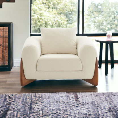 Fauteuil Sherpa crème et marron boisé de 45 po