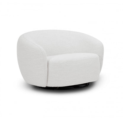 Chaise pivotante de 47 po en 100 % polyester blanc cassé et couleur unie noire