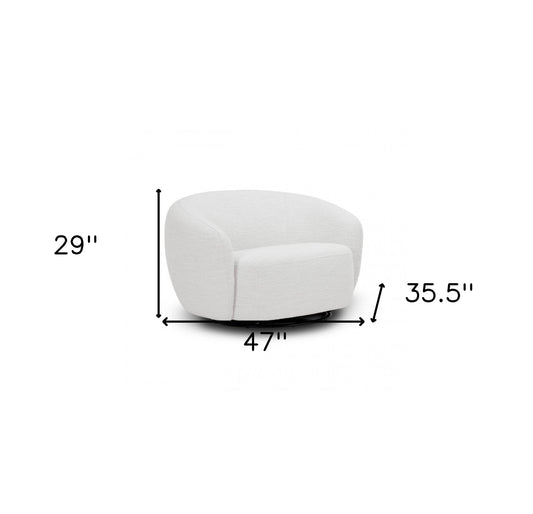 Chaise pivotante de 47 po en 100 % polyester blanc cassé et couleur unie noire