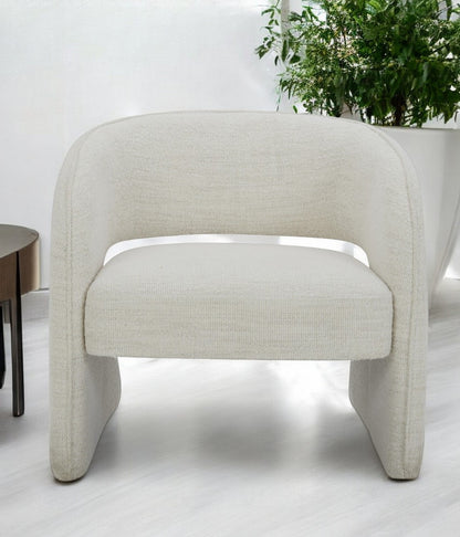 Fauteuil texturé de couleur unie crème de 31 po