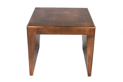 Table d'appoint carrée en bois massif rustique cuivré de 24 po