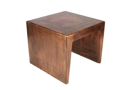 Table d'appoint carrée en bois massif rustique cuivré de 24 po