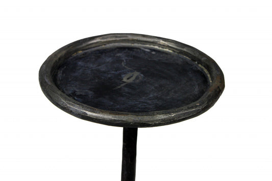 Table d'appoint ronde sur piédestal en fer noir de 23 po