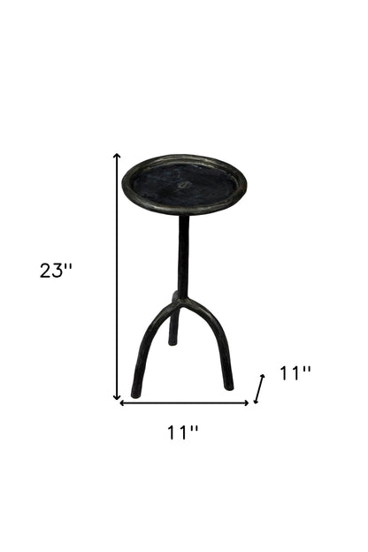 Table d'appoint ronde sur piédestal en fer noir de 23 po