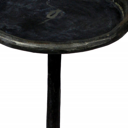 Table d'appoint ronde sur piédestal en fer noir de 23 po