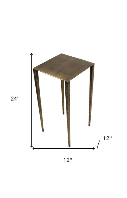 Table d'appoint carrée en fer et laiton de 24 po