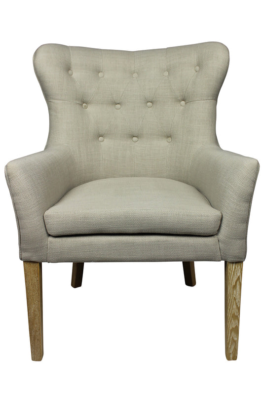 Fauteuil capitonné 100 % polyester et naturel taupe de 28 po