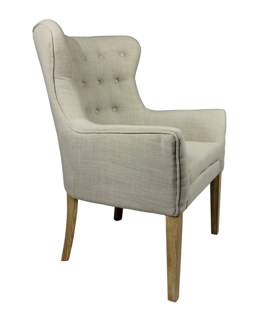 Fauteuil capitonné 100 % polyester et naturel taupe de 28 po