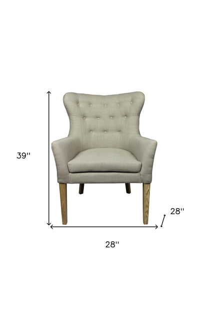 Fauteuil capitonné 100 % polyester et naturel taupe de 28 po