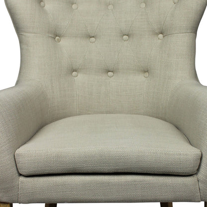 Fauteuil capitonné 100 % polyester et naturel taupe de 28 po