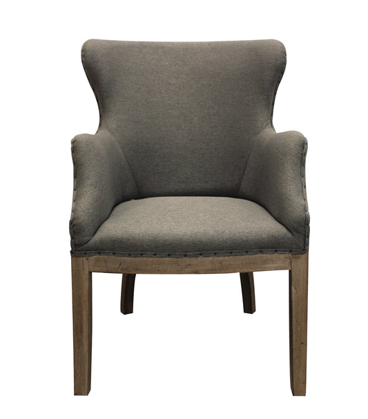 Fauteuil en lin gris et couleur unie naturelle de 25 po