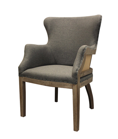 Fauteuil en lin gris et couleur unie naturelle de 25 po