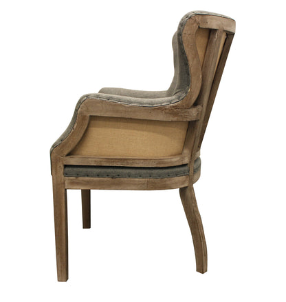 Fauteuil en lin gris et couleur unie naturelle de 25 po