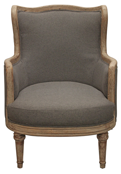 Fauteuil en lin gris et couleur unie naturelle de 26 po