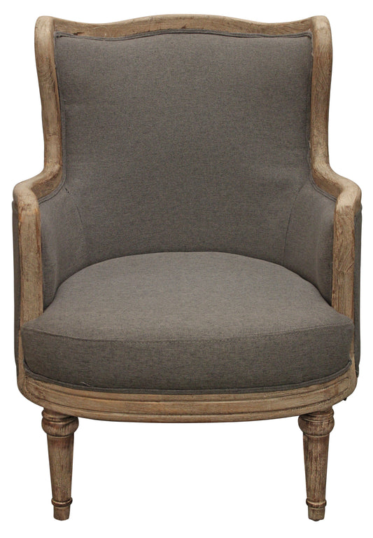 Fauteuil en lin gris et couleur unie naturelle de 26 po