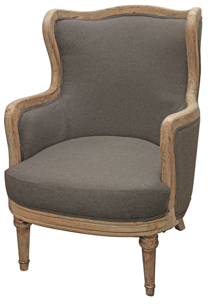 Fauteuil en lin gris et couleur unie naturelle de 26 po