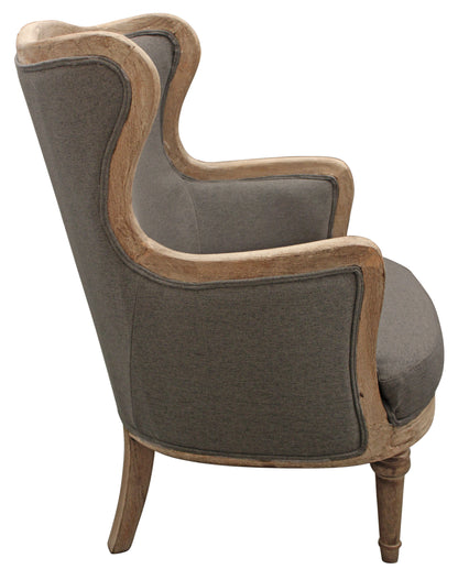 Fauteuil en lin gris et couleur unie naturelle de 26 po