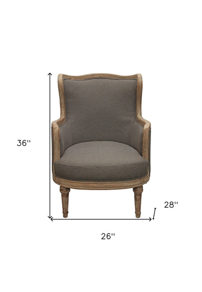 Fauteuil en lin gris et couleur unie naturelle de 26 po