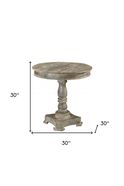 30" Gray Rounded Solid Wood Pedestal Base Dining Table