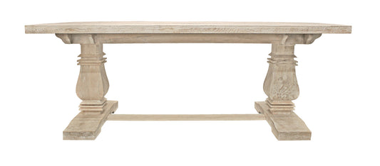 81" Antiqued White Solid Wood Trestle Base Dining Table