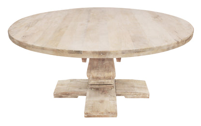 Table à manger avec piédestal en bois massif brun arrondi de 70 po