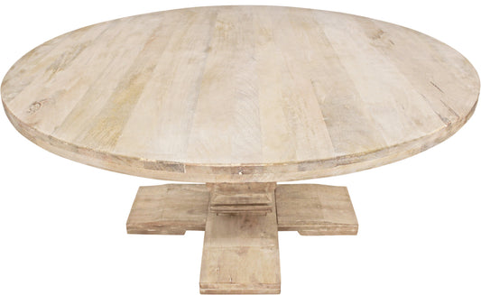 70" Brown Rounded Solid Wood Pedestal Base Dining Table