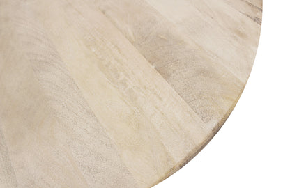 Table à manger avec piédestal en bois massif brun arrondi de 70 po