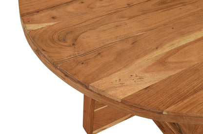 60" Natural Rounded Solid Wood Pedestal Base Dining Table