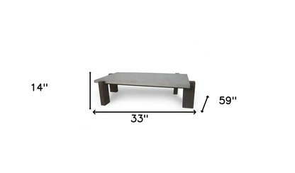 Table basse rectangulaire en noyer et béton gris foncé de 33 po