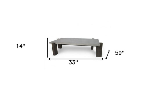 Table basse rectangulaire en noyer et béton gris foncé de 33 po