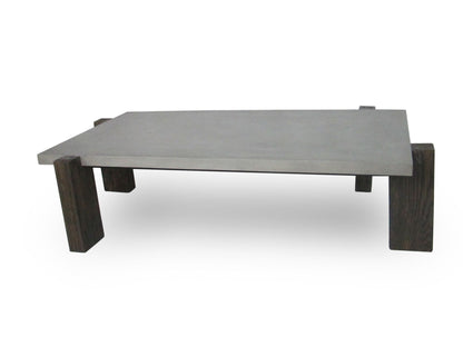 Table basse rectangulaire en noyer et béton gris foncé de 33 po