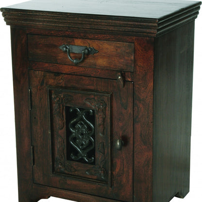 30" Dark Brown One Drawer Nightstand